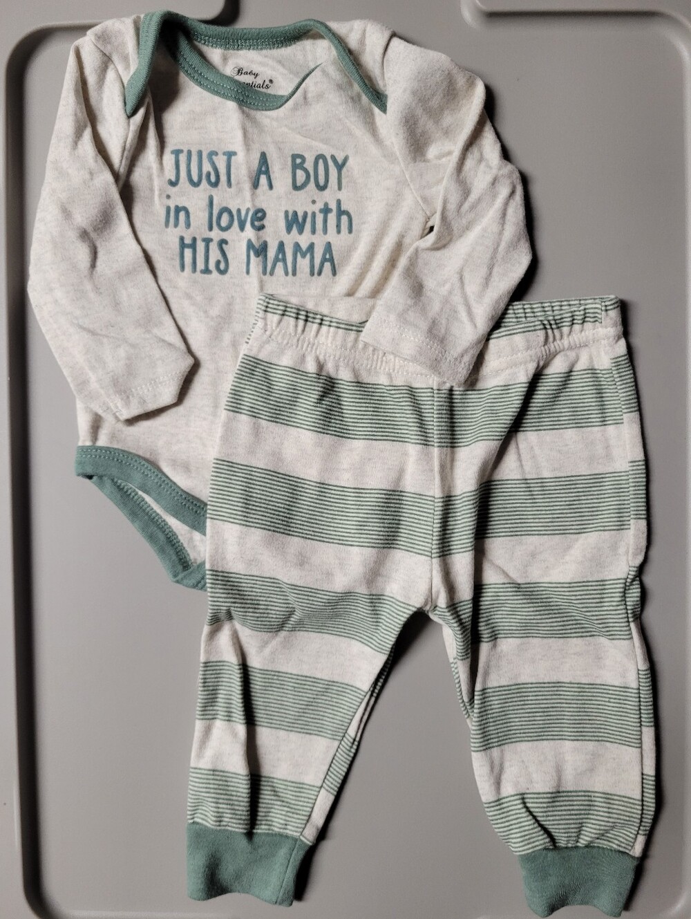 Gray And Green 6 Month Boy Outfit